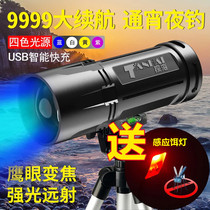 Night fishing light laser light intense light fishing light Purple Light Bench Fishing Blue Light Four Light Source Pangling Special Charging Hand Electrobrief