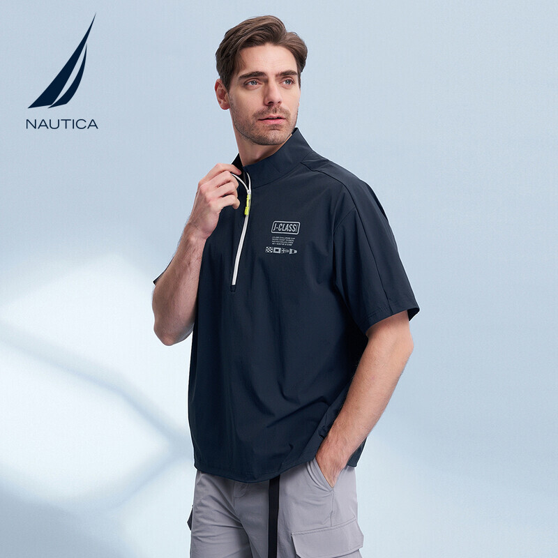 NAUTICA/诺帝卡男装夏季防轻泼水皱感休闲半开襟T恤WS4101