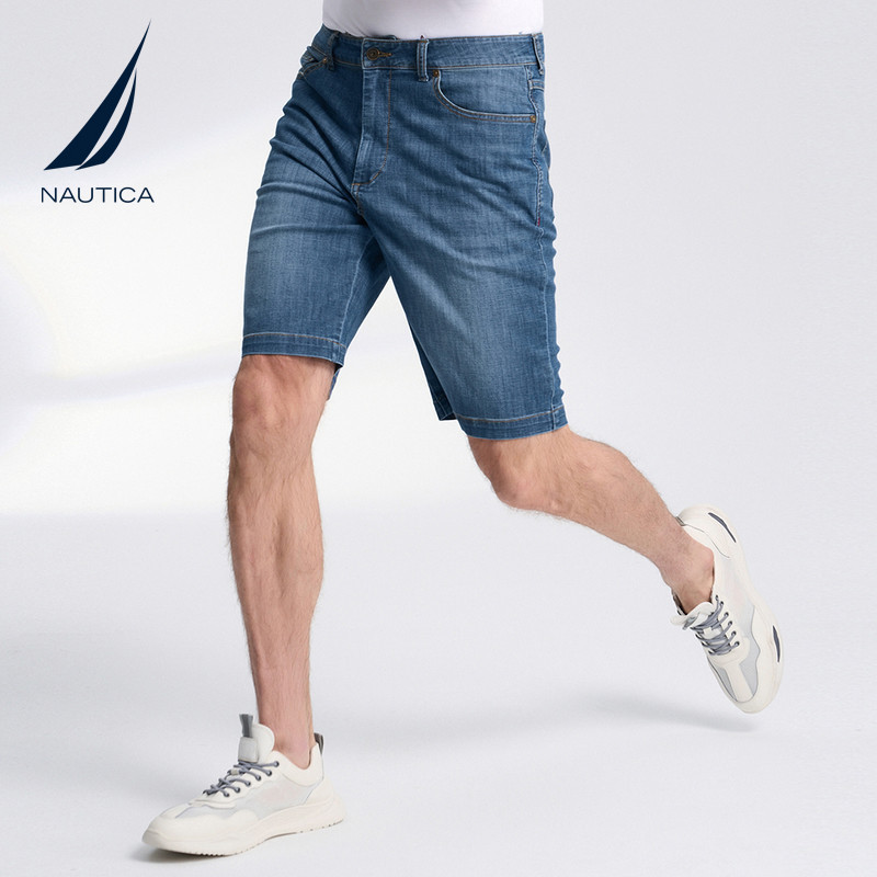 NAUTICA/诺帝卡男装夏季休闲商务时尚凉感舒适透气牛仔短裤BO3205 - 图1