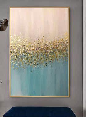 立体金色沙发背景墙卧室抽象油画