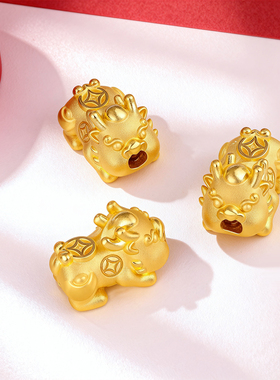 CEMNI/千年珠宝黄金手链女足金999貔貅宝宝红绳手链皮丘转运珠新