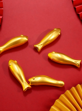 CEMNI/千年珠宝黄金手链女足金999锦鲤转运珠红绳手链小金鱼手绳