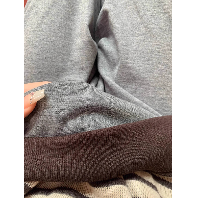 清仓捡漏~复古条纹无帽卫衣女秋冬季加厚宽松慵懒风长袖上衣外套 - 图1