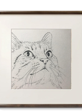 宠物店样板间中式小众猫咪装饰画