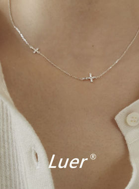 如蝶在野 极细!#若隐若现# 迷你十字架锁骨链项链百搭简约项链