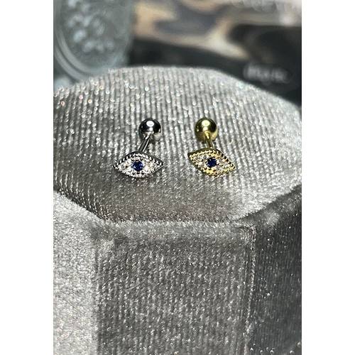 如蝶在野 恶魔之眼钛钢迷你闪锆耳饰免摘拧螺丝耳骨钉养耳洞女 - 图1