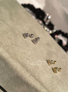 小香风の奶甜心 钛钢mini菱格爱心耳钉 小众耳骨耳屏耳蜗钉养耳洞
