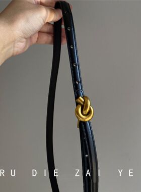 如蝶在野 极简老钱！黑金打结扣皮带ins风百搭细腰带裙子裤子配饰