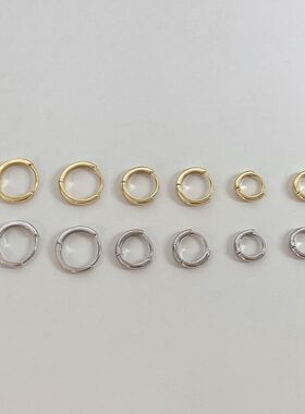 耳环纯银素圈耳钉圈圈女2024年新款潮韩国冷淡风气质耳圈耳扣耳饰