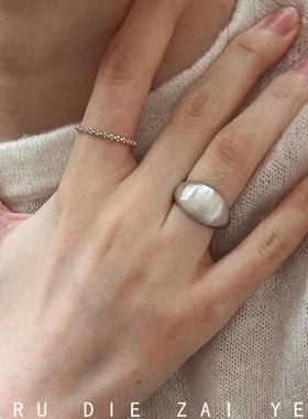 如蝶在野 留白~冷淡风哑光拉丝戒指小众高级感叠戴百搭食指开口戒