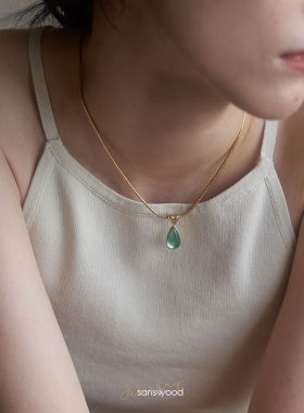 挪威无森林 复古保色时髦金水滴天然ins项链女小众锁骨链