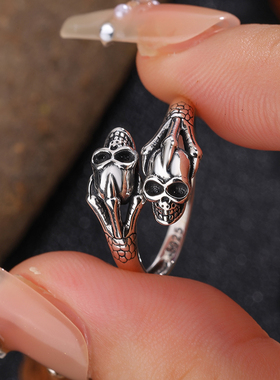 TOOK Otnament新款S925双咕噜头戒指女士法式时尚浪漫百搭指环ins