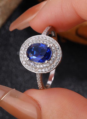 TOOK Otnament新款S925椭圆锆石戒指女气质时尚简约ins风精美指环