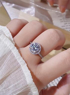 TOOK Otnament新款S925纯银四爪满钻戒指女 轻奢设计高级感送礼物