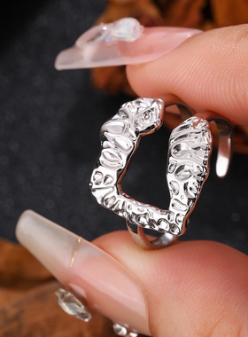 TOOK Otnament新款S925纹理素银戒指女原创设计高级感奢华百搭ins