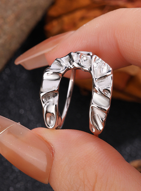 TOOK Otnament新款S925素银开口戒指女 时尚简约气质百搭精美指环