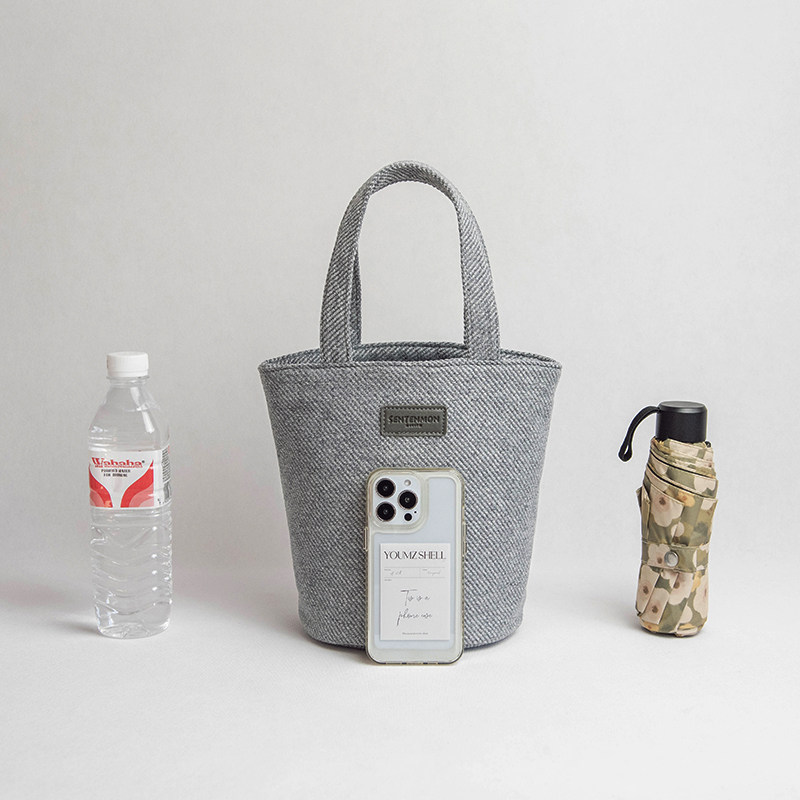 水桶手提包2025新款女包麻布纹简约布包上班小拎包休闲圆筒手拎包