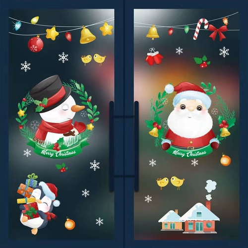 Рождественский декор, стеклянная оконная наклейка, подвеска для пожилых людей, со снежинками