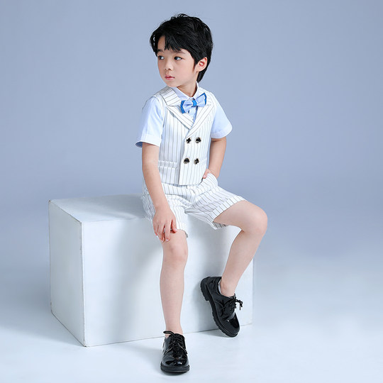 男童西装马甲套装儿童礼服背带裤走秀钢琴演出服小孩花童西服夏季
