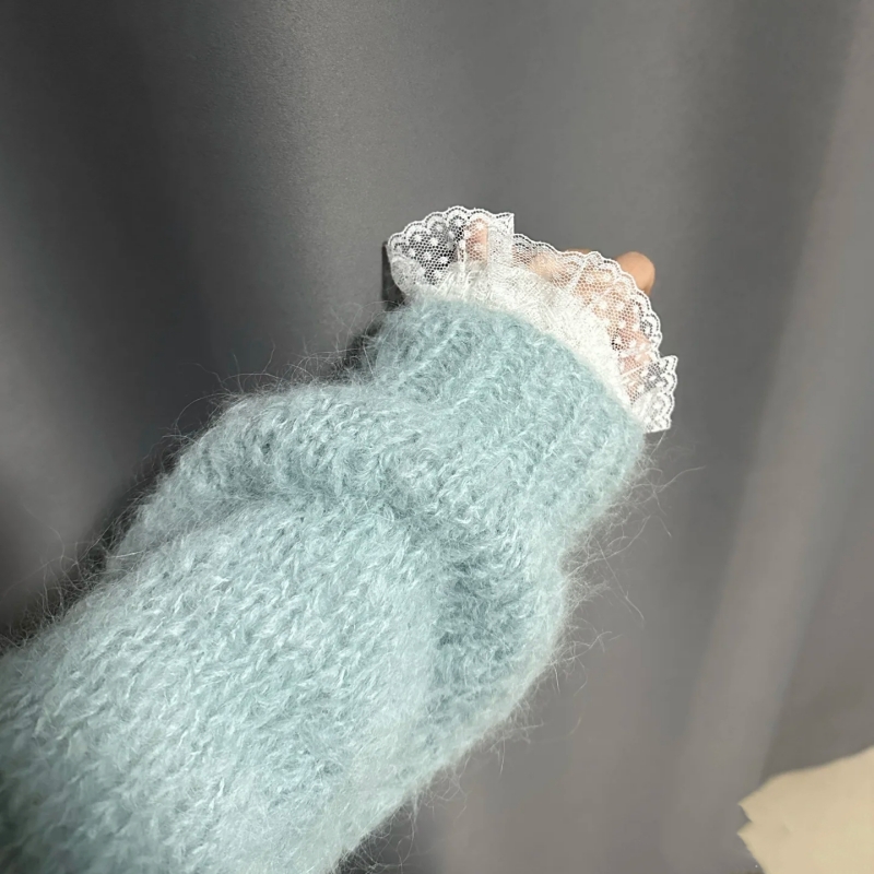 多股羊毛加马海毛棒针粗线长毛真丝马海毛配线软糯蓝眼泪毛线团 - 图2