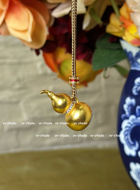 古法新中式国风经典沙金葫芦可调节百搭项链吊坠