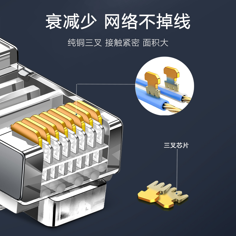 达而稳 水晶头超五类5网线网络6六类千兆对接头屏蔽RJ45宽带电脑 - 图2