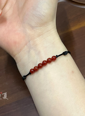 天然红黑玛瑙脚链手绳简约细款女