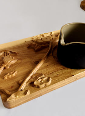 木雕茶盘高档创意办公桌工艺品