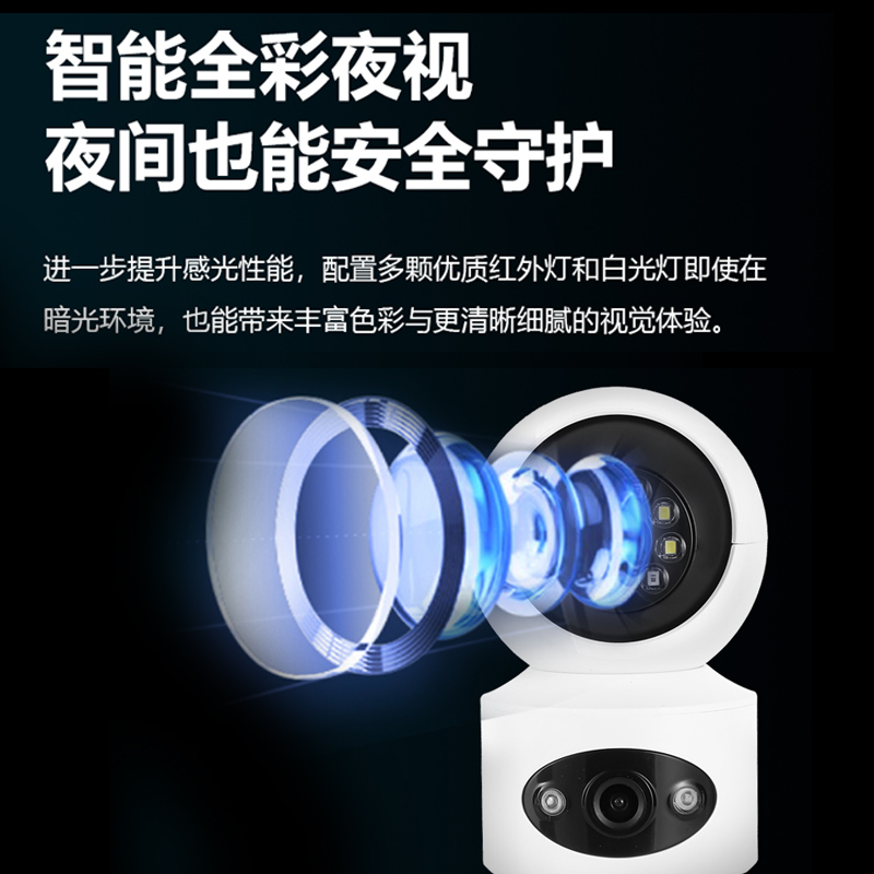 [新品]家用无线摄像头室内监控器360度全景带语音家庭AI高清全彩夜视一键呼叫枪球联动500万摄影手机APP远程 - 图1