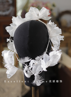 仙气少女写真绢纱羽毛花朵造型