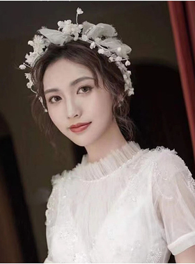 森系铃兰花枝头花法式新娘头饰