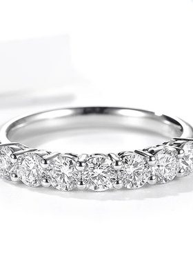 铂金Pt950七颗七公主排钻天然钻石GIA求婚订婚排戒戒指叠单戴