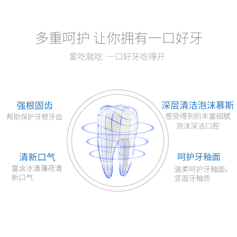 佳洁士天然多效牙膏140g*3支装清新口气防蛀盐白草本水晶强根固齿