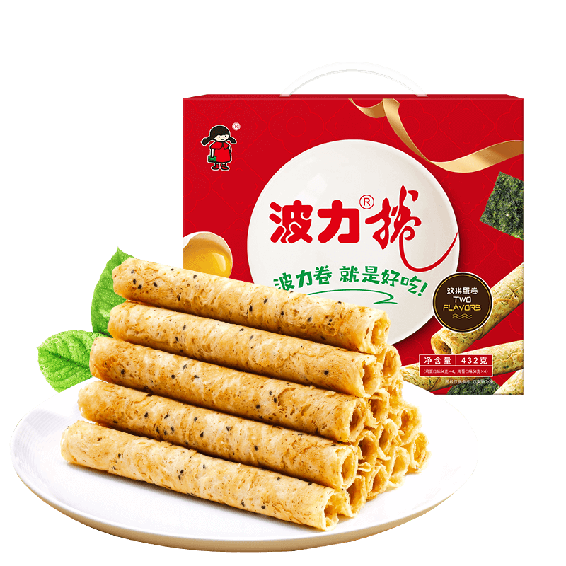 波力蛋卷礼盒324g/432g/540g/新年礼盒322g卷海苔卷鸡蛋卷年货Y - 图3
