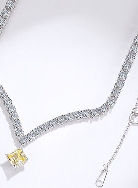 爆闪婚礼项链莫桑石白金高级气质