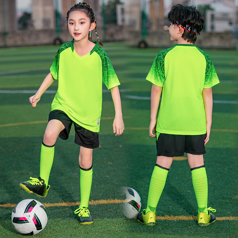 儿童足球服套装男童训练服运动短袖队服小学生足球衣定制女童红色