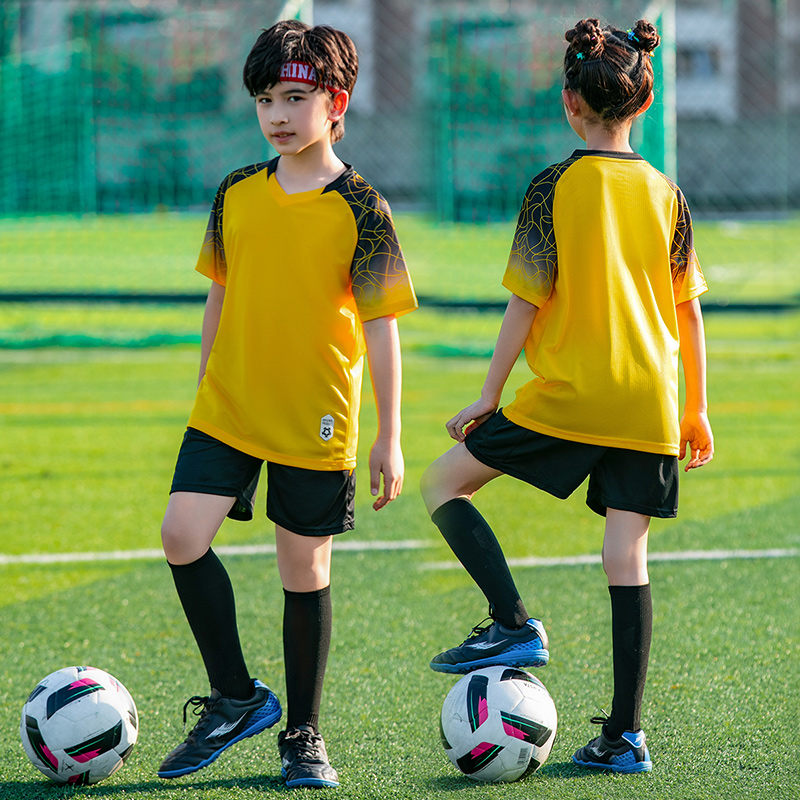 儿童足球服套装男童训练服运动短袖队服小学生足球衣定制女童红色