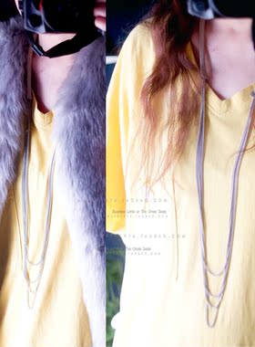 No.230 挪威A&C  北欧冷淡风 合金镀银羊皮多层欧美简约百搭项链