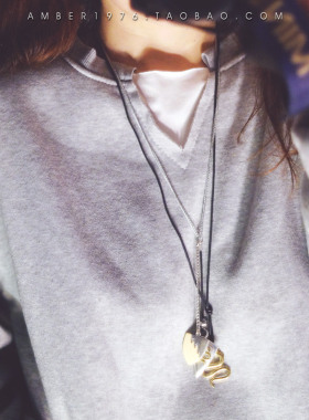 No.272 pilgrim LONG系⒉ 北欧图腾气质合金镀银蜡绳多坠龙纹项链