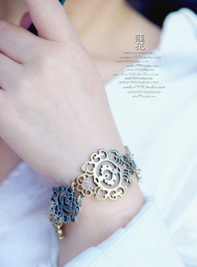 No.393 Lucky Brand 超美海报款 轻盈金属风镀银真金镂空花卉手链