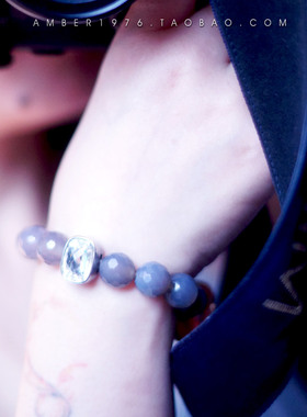 No.185 冰晶 Ⅶ DYRBERG/KERN 天然切角灰玛瑙水晶镶嵌中性风手链