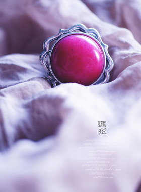 No.310 Lucky Brand 中古风合金镀银做旧真石大宝石戒指