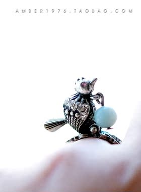 No.47「青鸟」Lucky Brand 合金镀银做旧感 自然主义风格设计戒指