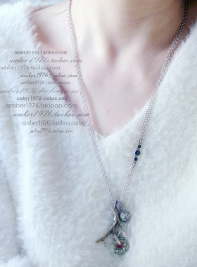 No.349 Lucky brand 幸运鹿角 镀金镶宝石复古双层多坠项链