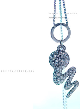 No.271 pilgrim LONG系⒈ 欧美风合金镀银水晶宝石镶嵌中性风项链