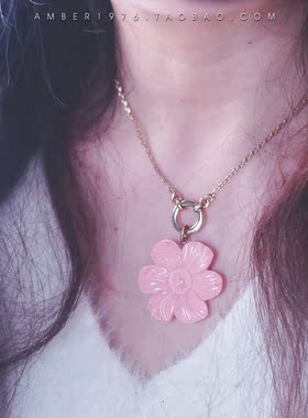 No.294 pilgrim flower ⒌ 北欧设计风 合金镀金甜美花卉项链脚链