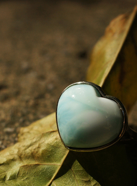 拉利玛天然海纹石925银戒指