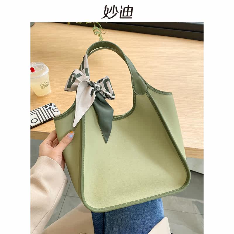 妙迪2022春季新款只此青绿色托特包 妙迪箱包托特包