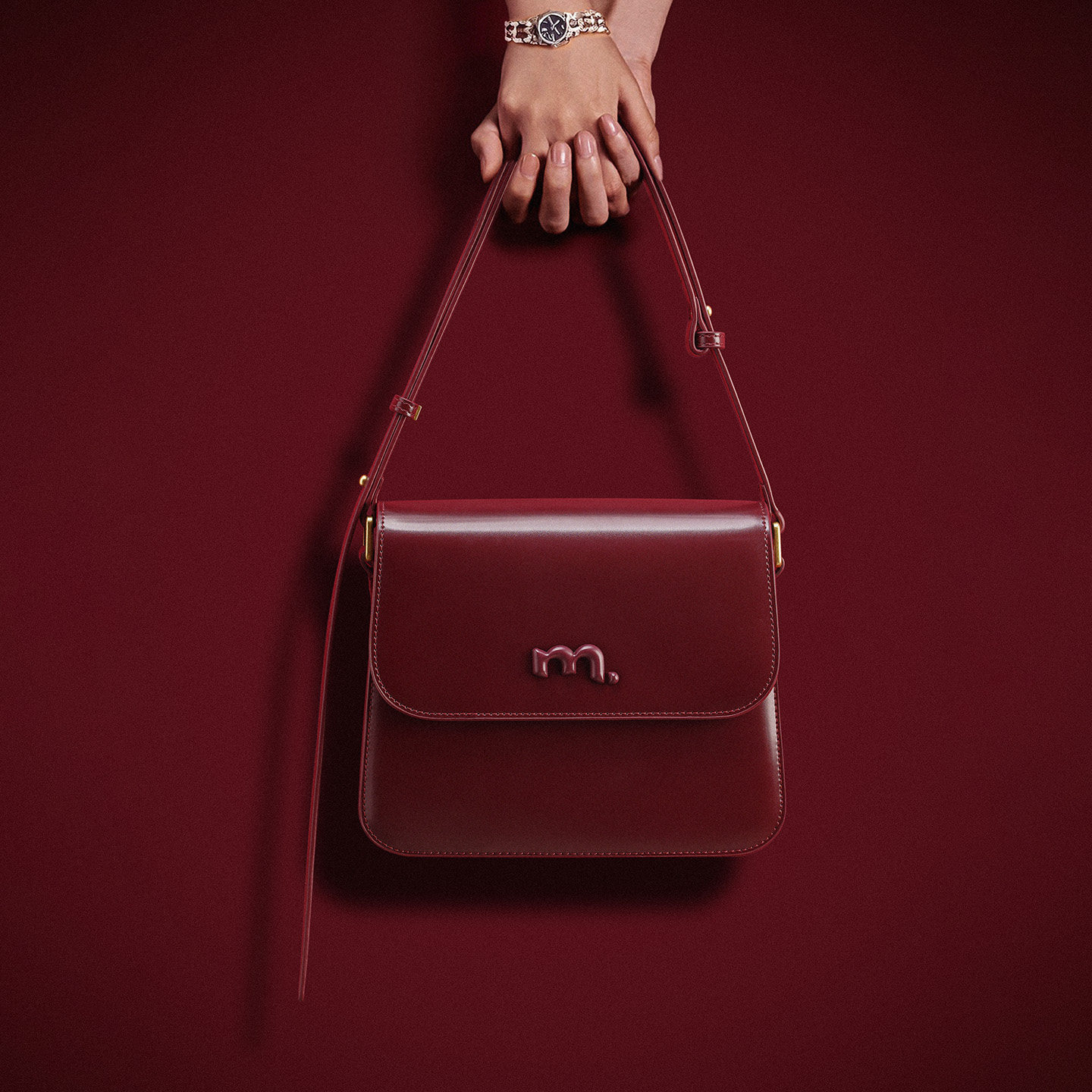 妙迪红色包包牛皮豆腐包高级感质感斜挎小方包通勤女士单肩腋下包,淘宝优惠券,粉丝福利购,淘宝优惠卷