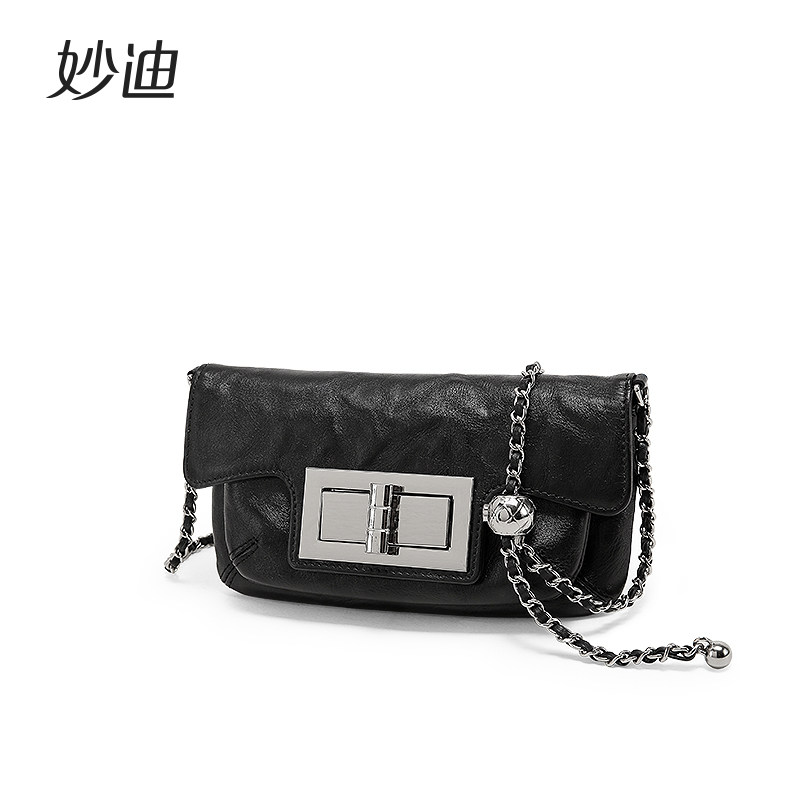 妙迪2023新款高级感小黑斜挎小包包 妙迪箱包女士包袋